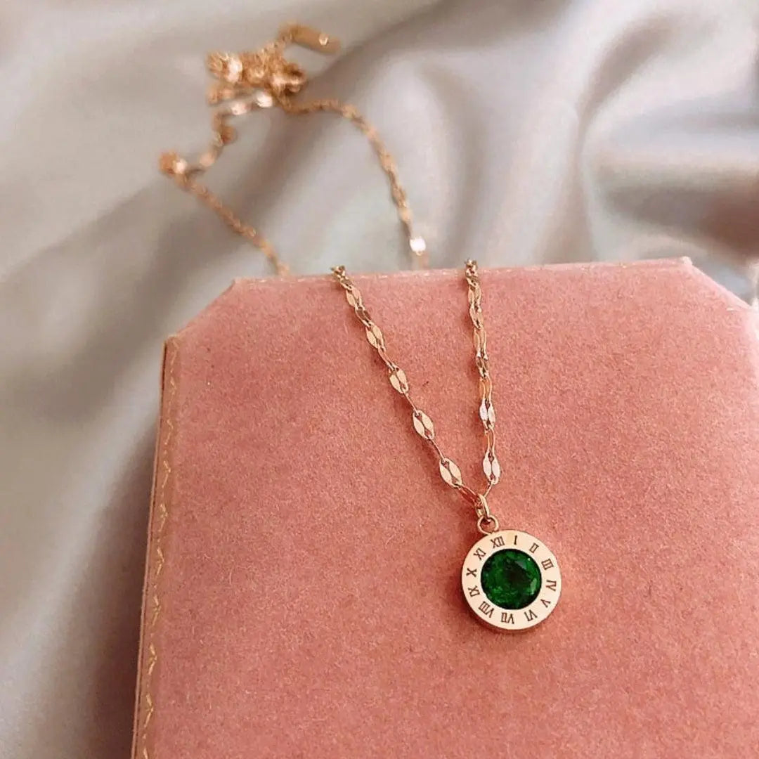 Time Necklace with Emerald