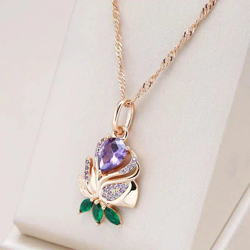 Elegant Lilac Rose Necklace
