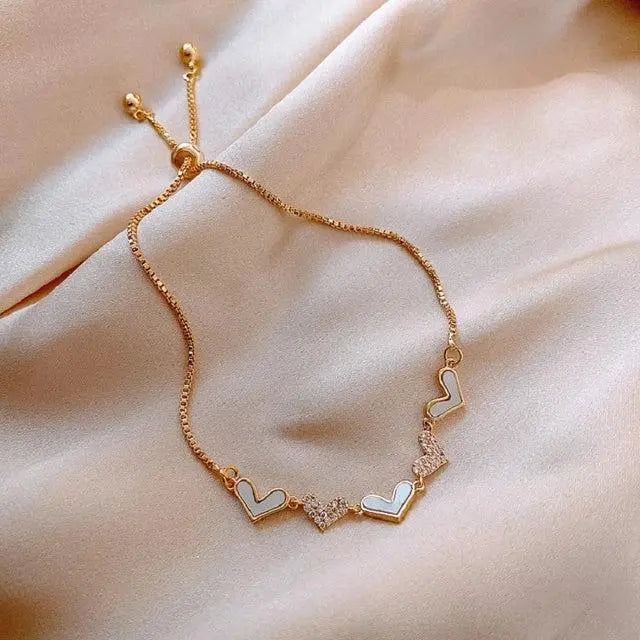 Adjustable Golden Heart Bracelet