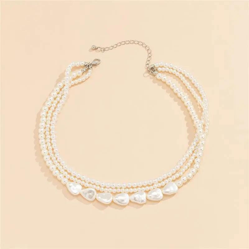 White Stone and Pearl Necklace