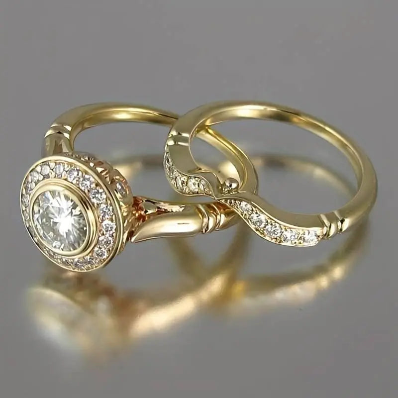 Vintage Golden & Zirconia Ring Pack