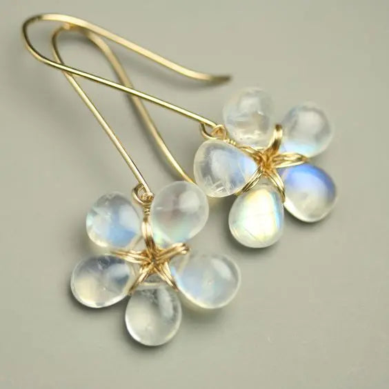 Vintage White Stone Flower Earrings