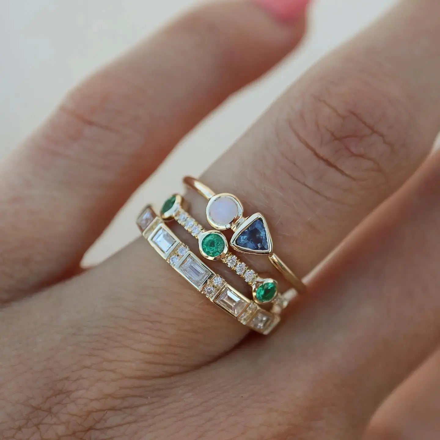 Vintage White Opal & Zirconia Ring