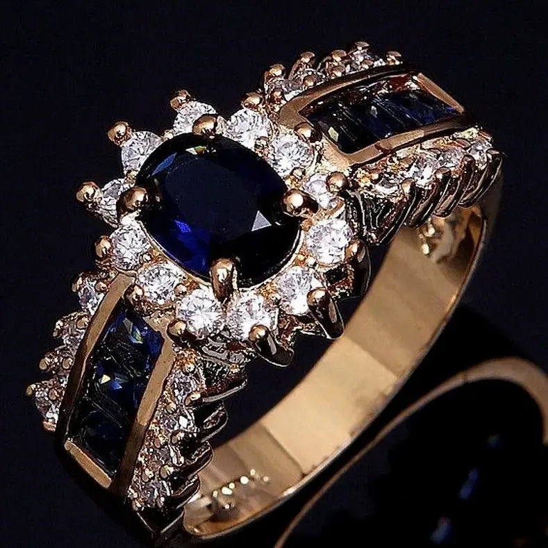 Blue Ring in Vintage Brilliant Golden
