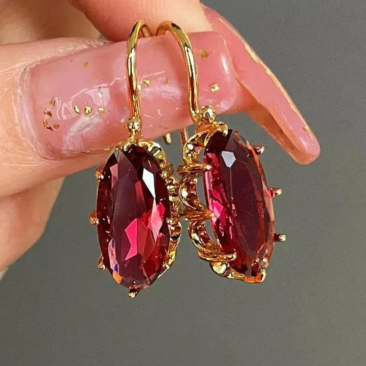 Red Earrings in Vintage Golden