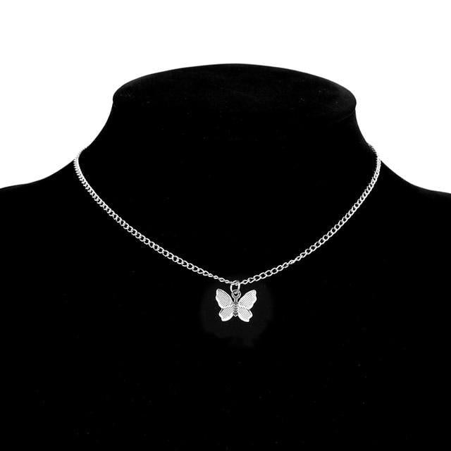 Silver and Golden Butterfly Necklace