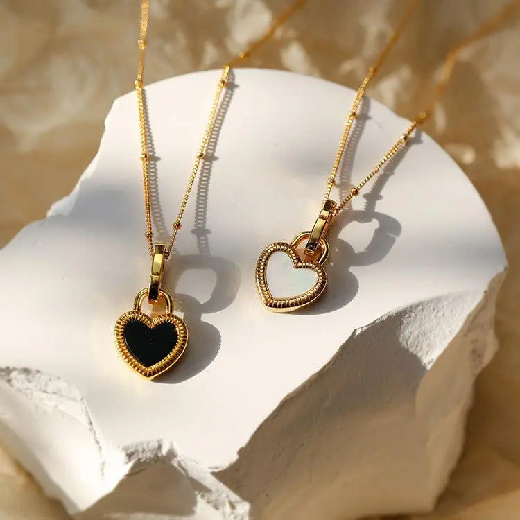 Black and White Heart Necklace