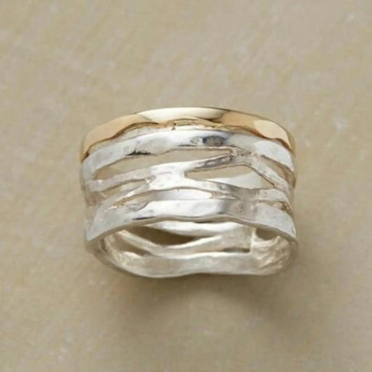 Vintage Golden & Silver Hollow Ring