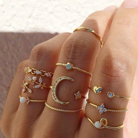 10-Pack Bohemian Rings