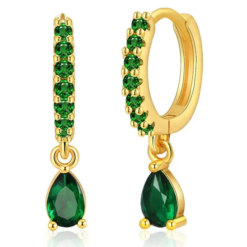 Zirconia earrings with emerald