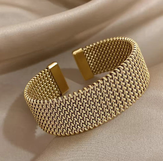 Vintage Braided Mesh Open Classic Bracelet