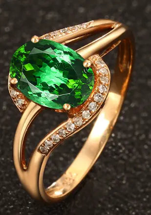 Vintage Garnet Crystal Zirconia Golden Ring