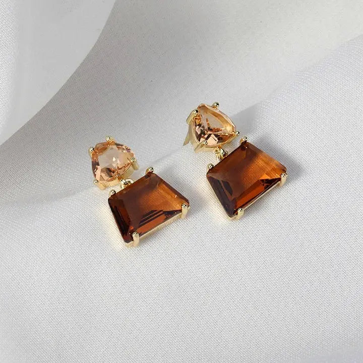 Elegant Desert Crystal Earrings in Golden