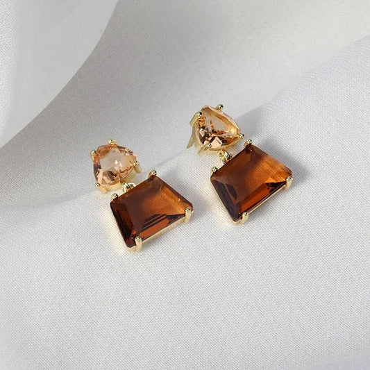 Elegant Desert Crystal Earrings in Golden