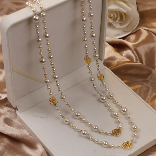 Elegant Golden Pearl Necklace