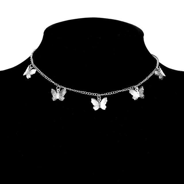 Silver and Golden Butterfly Necklace